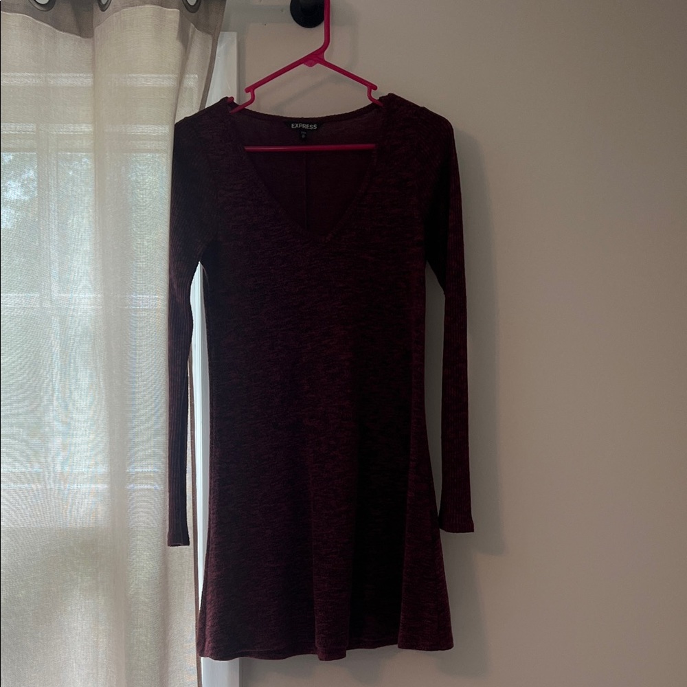 Express Women's Deep Red Long Sleeve Dress